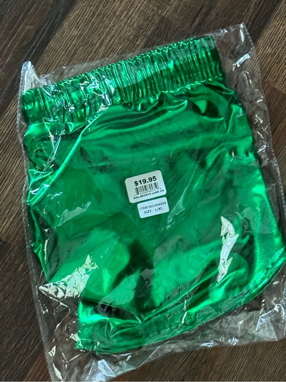 Adult Metallic Green Shorts with Elastic Waist